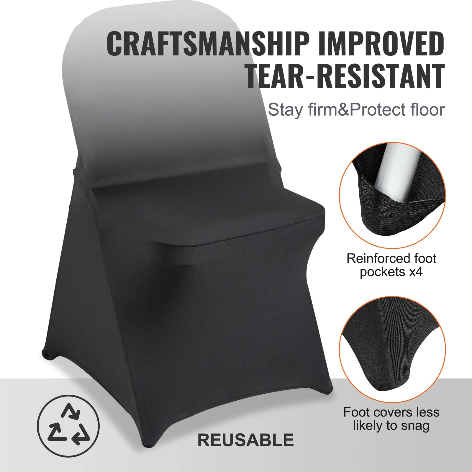 Stretch Spandex Chair Covers for Folding Chairs (30–100 Pack)