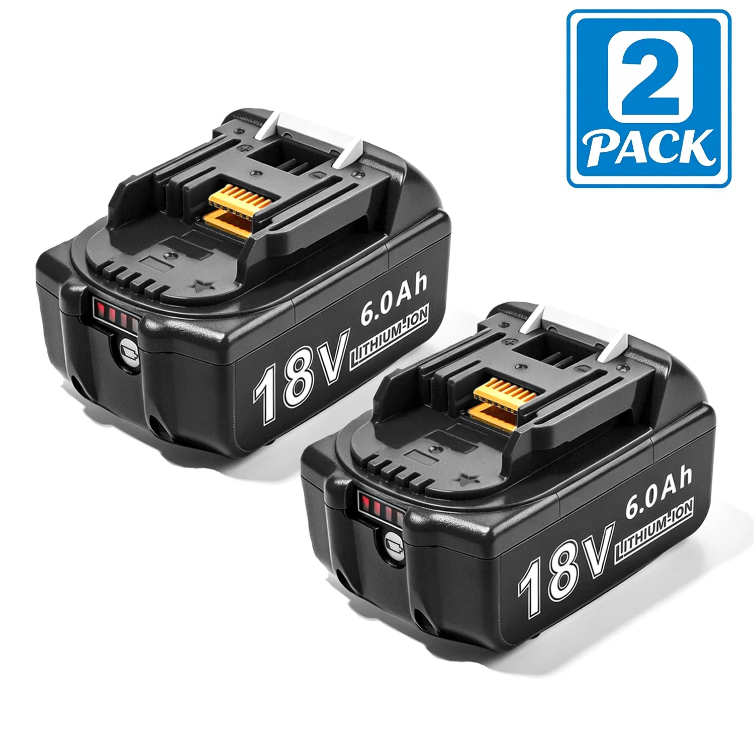 2 Pack Rechargeable 18V 6.0Ah Battery for Power Tools
