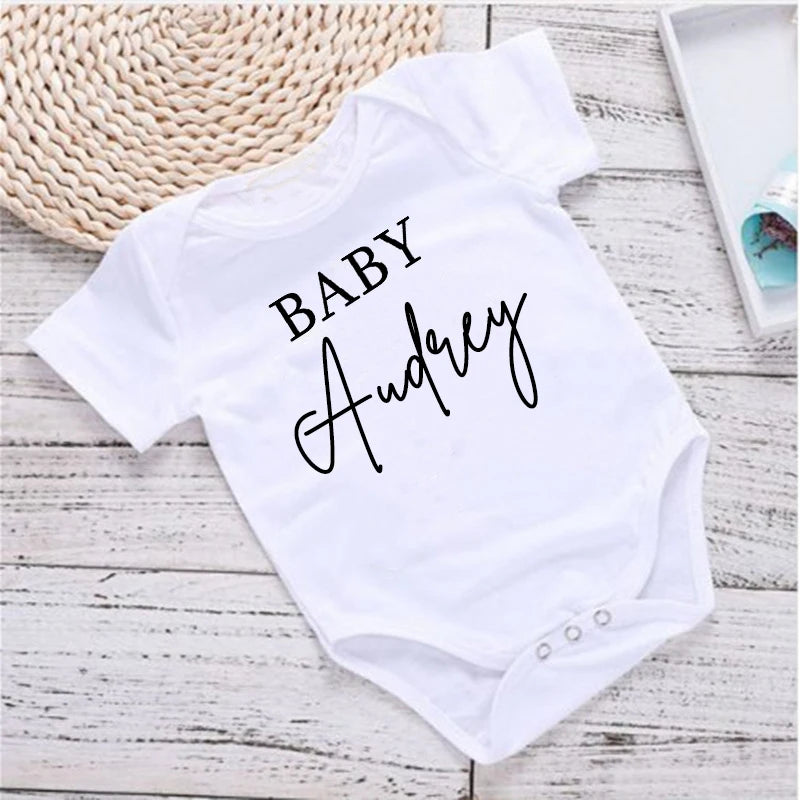 Personalized Name Baby Bodysuit Custom Name Newborn Cute Clothes Toddler Summer Short Sleeve Jumpsuit Unisex Infant Shower Gift