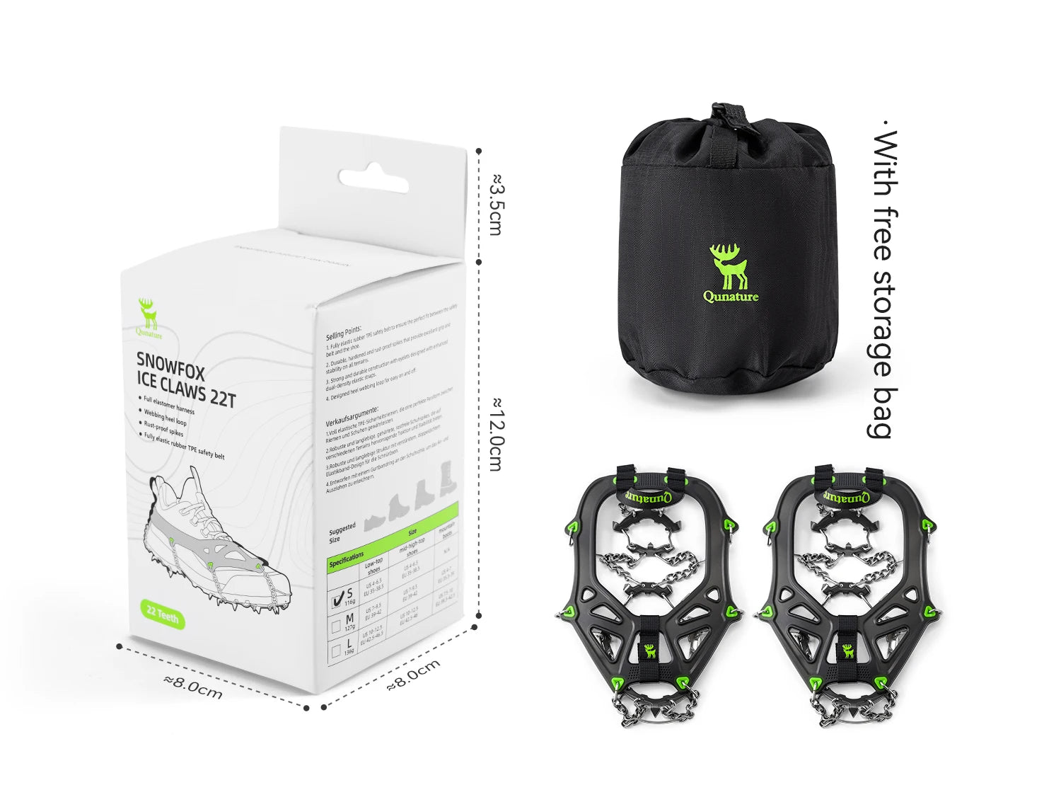 22-Tooth Ice Gripper Crampons for Snow & Winter Traction