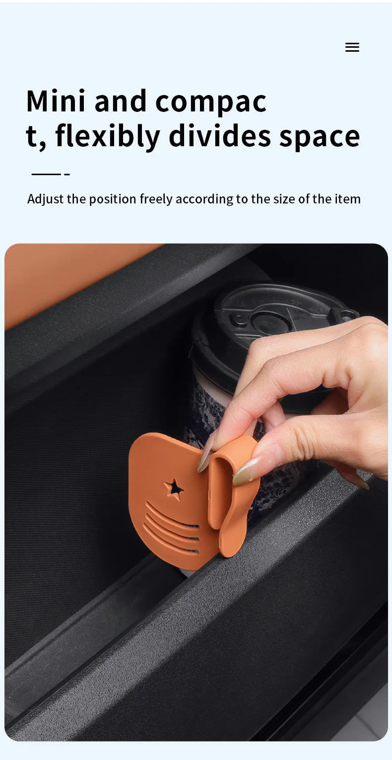 SEAMETAL 3Pcs Car Side Door Organizer Dividers Adjustable ABS Clip Organizer Storage Slot Partition Universal for All Vehicles