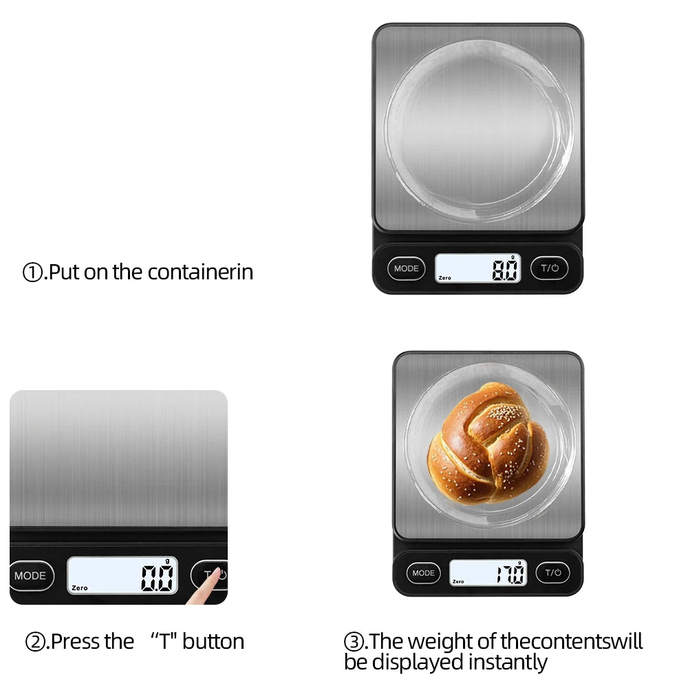 Digital Kitchen Scale with Backlit LCD and Nine Weighing Units