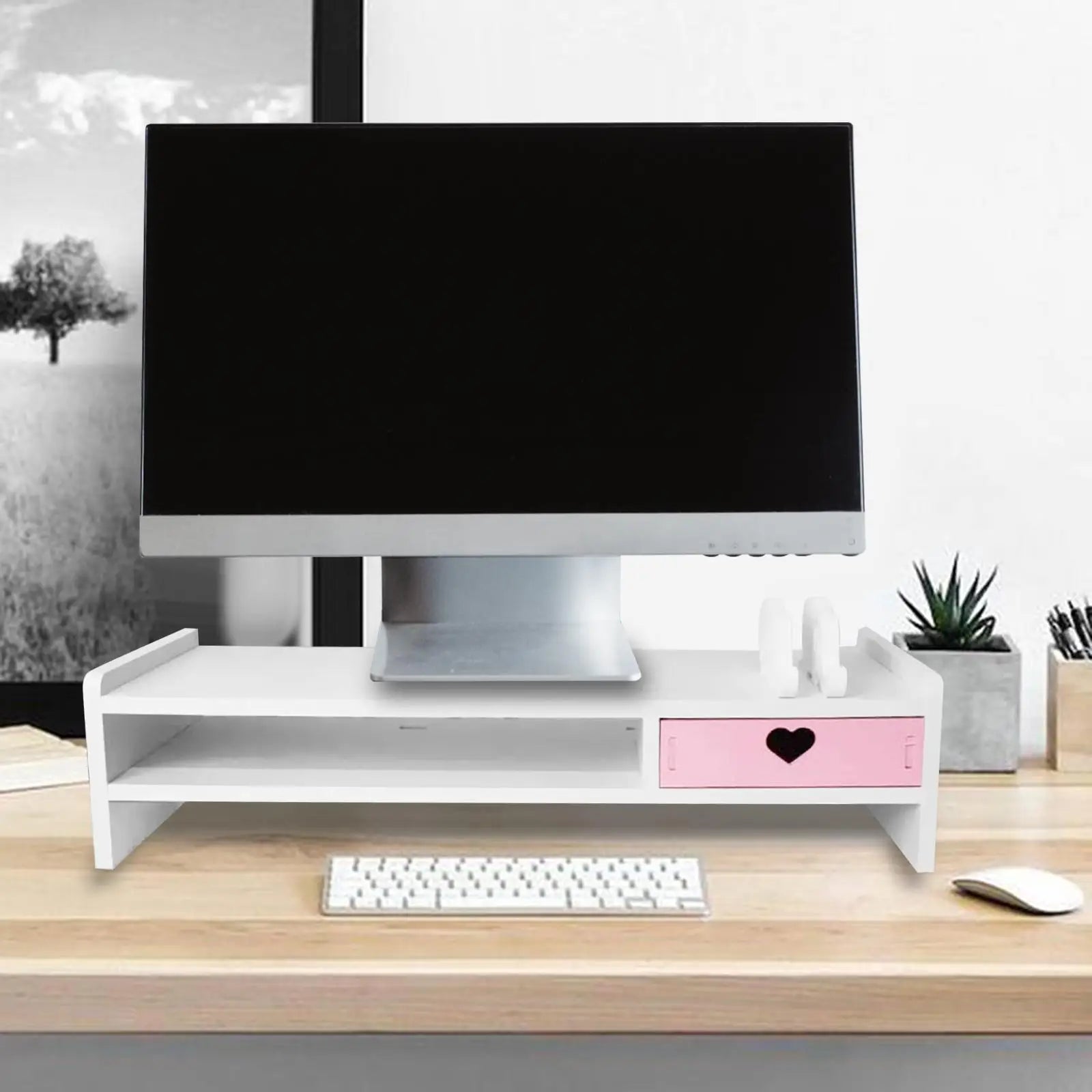 Monitor Stand Riser with Drawer Storage for Desk Organization