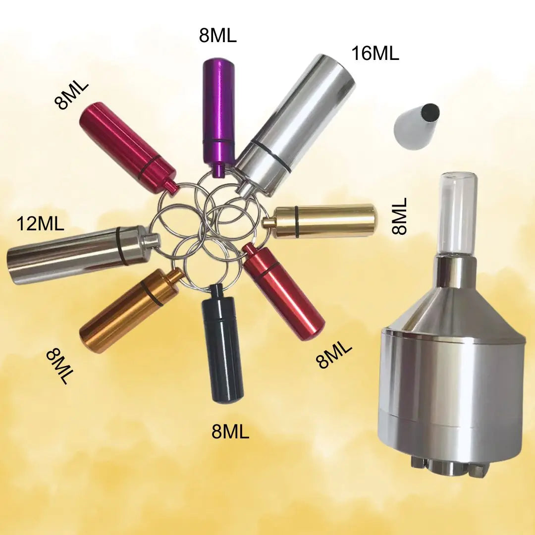 Manual Spice Grinder Set with Funnel and Vials