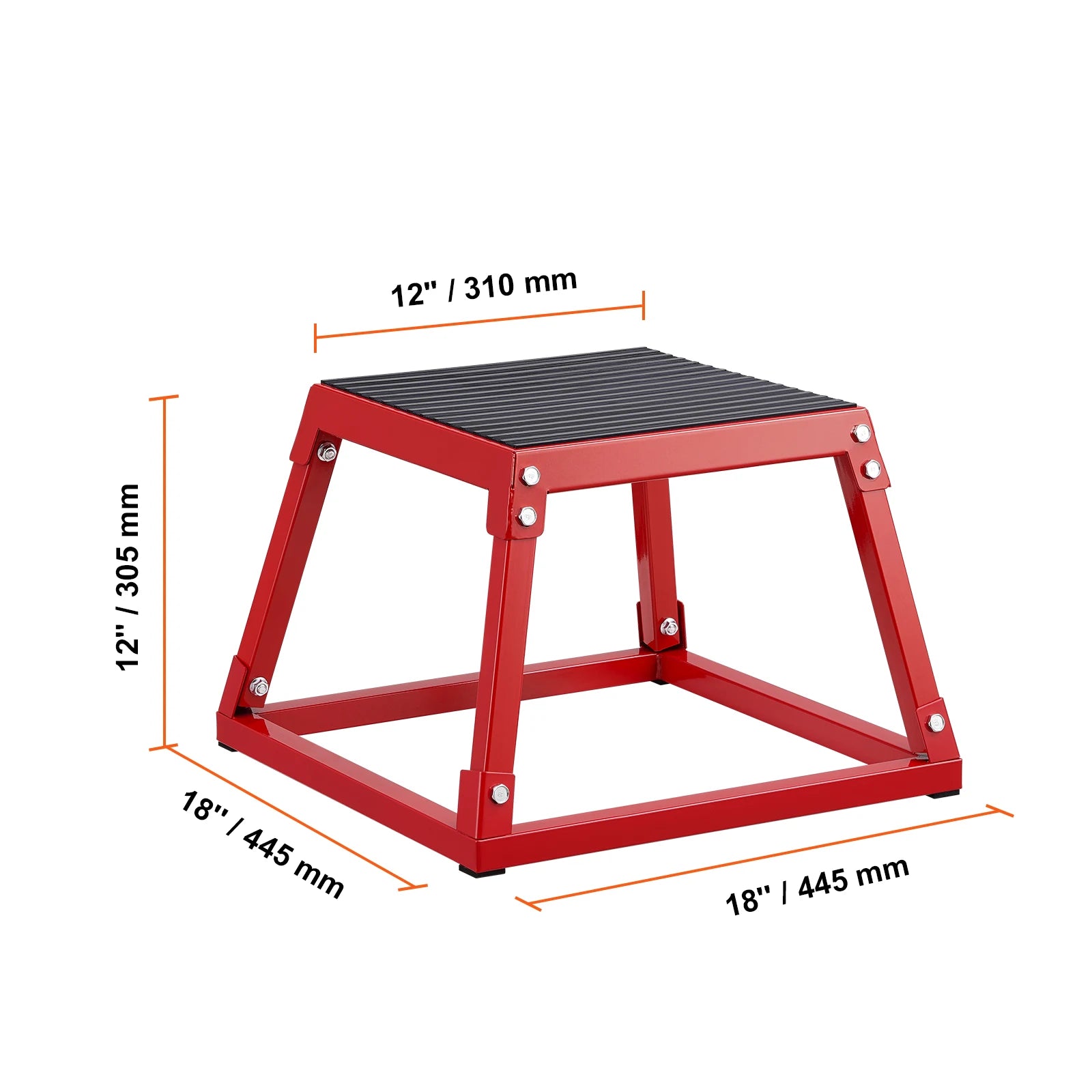 Caixa de salto plyométrica metálica SucceBuy 12/18 polegadas, antiderrapante, degrau para prática em casa, treino de agilidade e força, Crimson