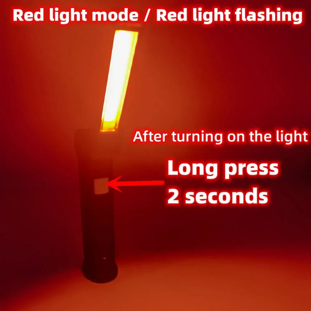Portable COB LED Flashlight USB Rechargeable Work Light