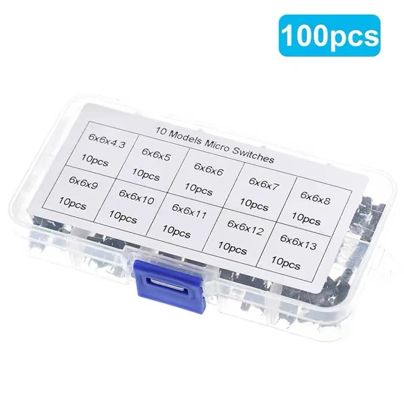 Paneelmicro-schakelaars van 6 × 6 mm, verpakking van 100 of 200 stuks