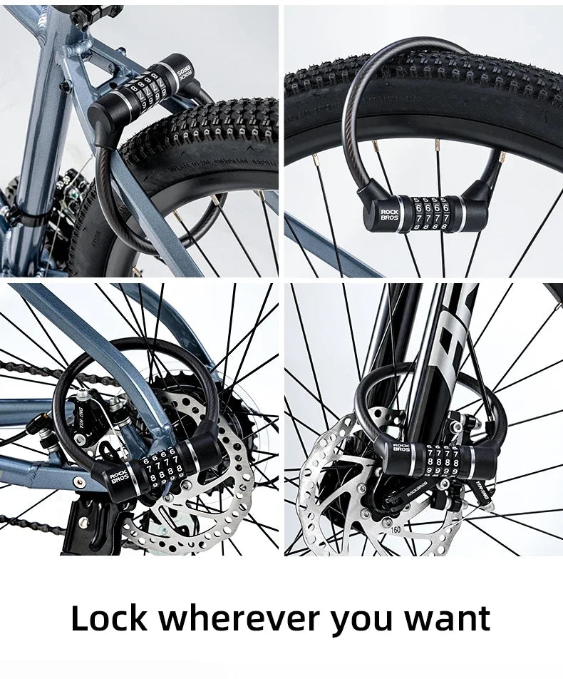 4-Digit Steel Cable Bicycle Lock, 29cm