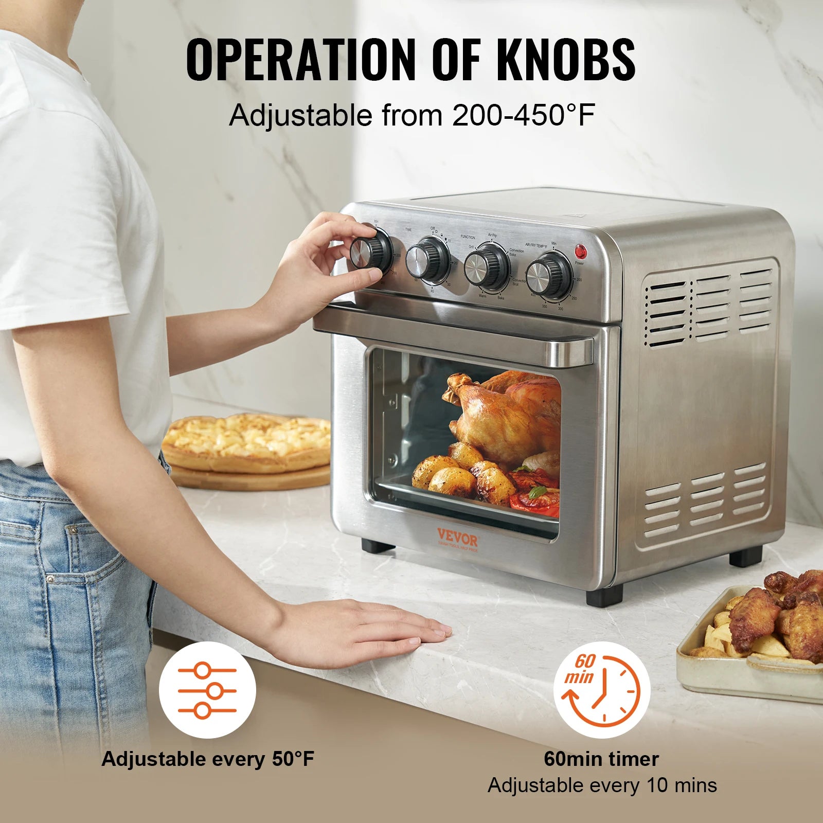 Φριτέζα αέρα 18L Φούρνος Τοστιέρα 1800W Επιτραπέζιο Συνδυαστικό Φούρνος με Αερόθερμο