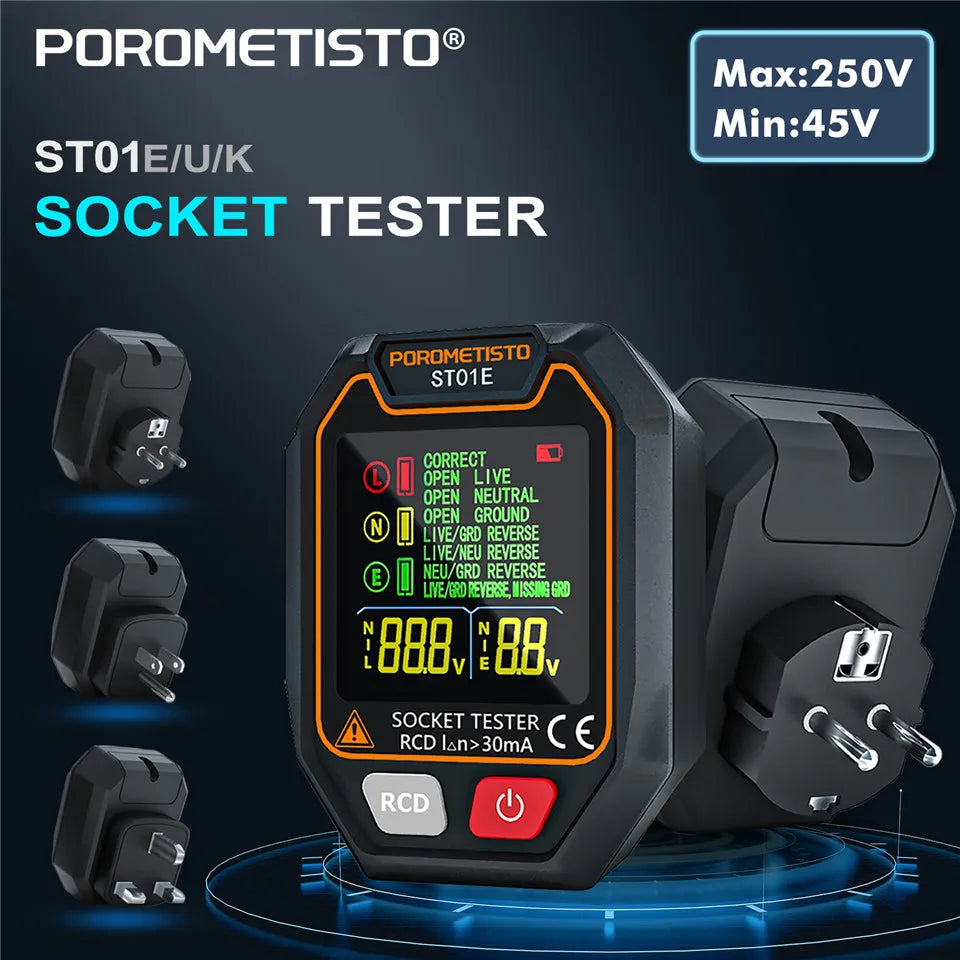 ST01 Digital Socket Tester - Plug Options