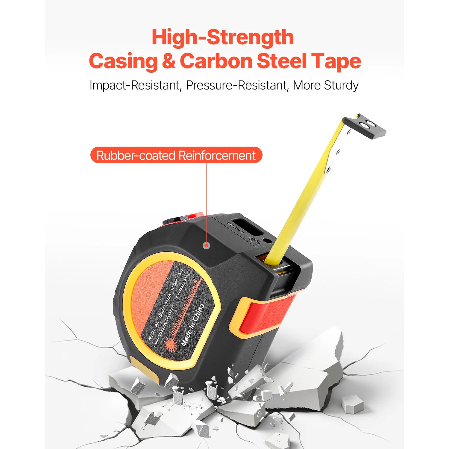 2-in-1 Laser Tape Measure 135ft + 16ft Rechargeable Tool