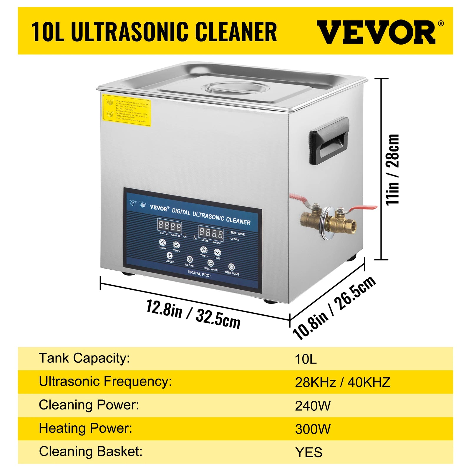 Ultrasonic Cleaner 10L / 30L Dual Frequency 28/40kHz with Heating
