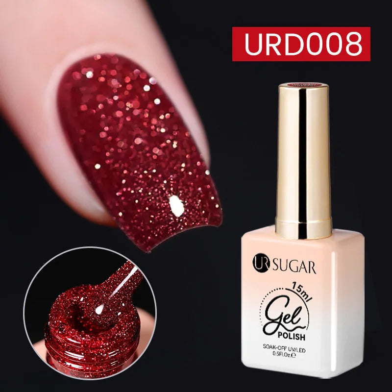 UR SUGAR 15ml Sliver Reflective Nail Gel Polish Shining Glitter Semi Permanent Soak Off UV Gel Sparkle Effect Nail Art Manicure 