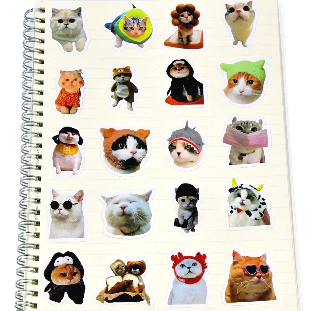 10/50/100pcs Funny Cat Stickers Cartoon Cute Decals Toy Stationery Guitar Phone Bicycle Laptop Luggage Car Graffiti Kids Sticker 