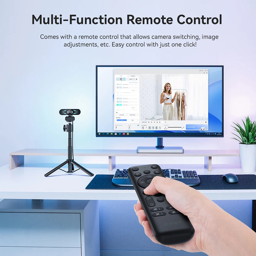 4K Webcam with Autofocus, Dual Mics & RGB Light for Streaming