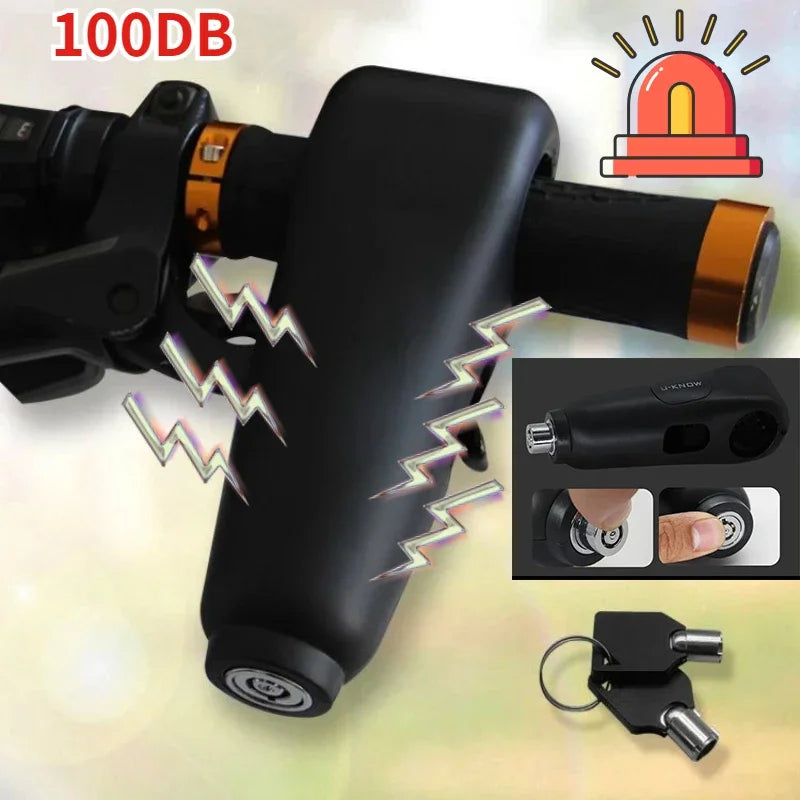 Handlebar Lock with 100 dB Alarm for Motorcycle and Scooter