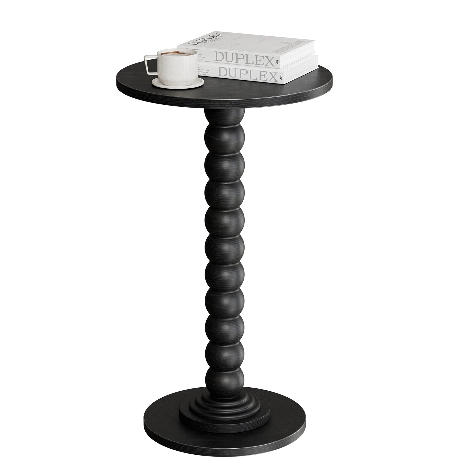 12" Round Side Table with Storage Shelf for Small Spaces