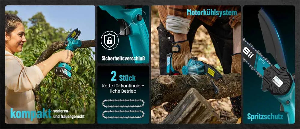 Akumulátorová mini řetězová pila 6 palců dobíjecí zahradní pila na prořezávání