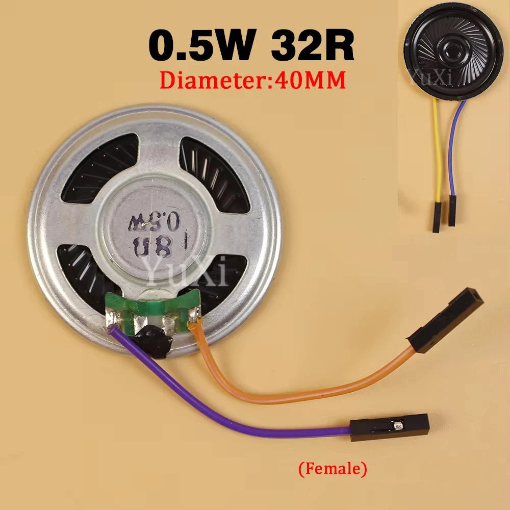 32 Ohm 0.5 W Mini Speaker, Size and Wiring Options