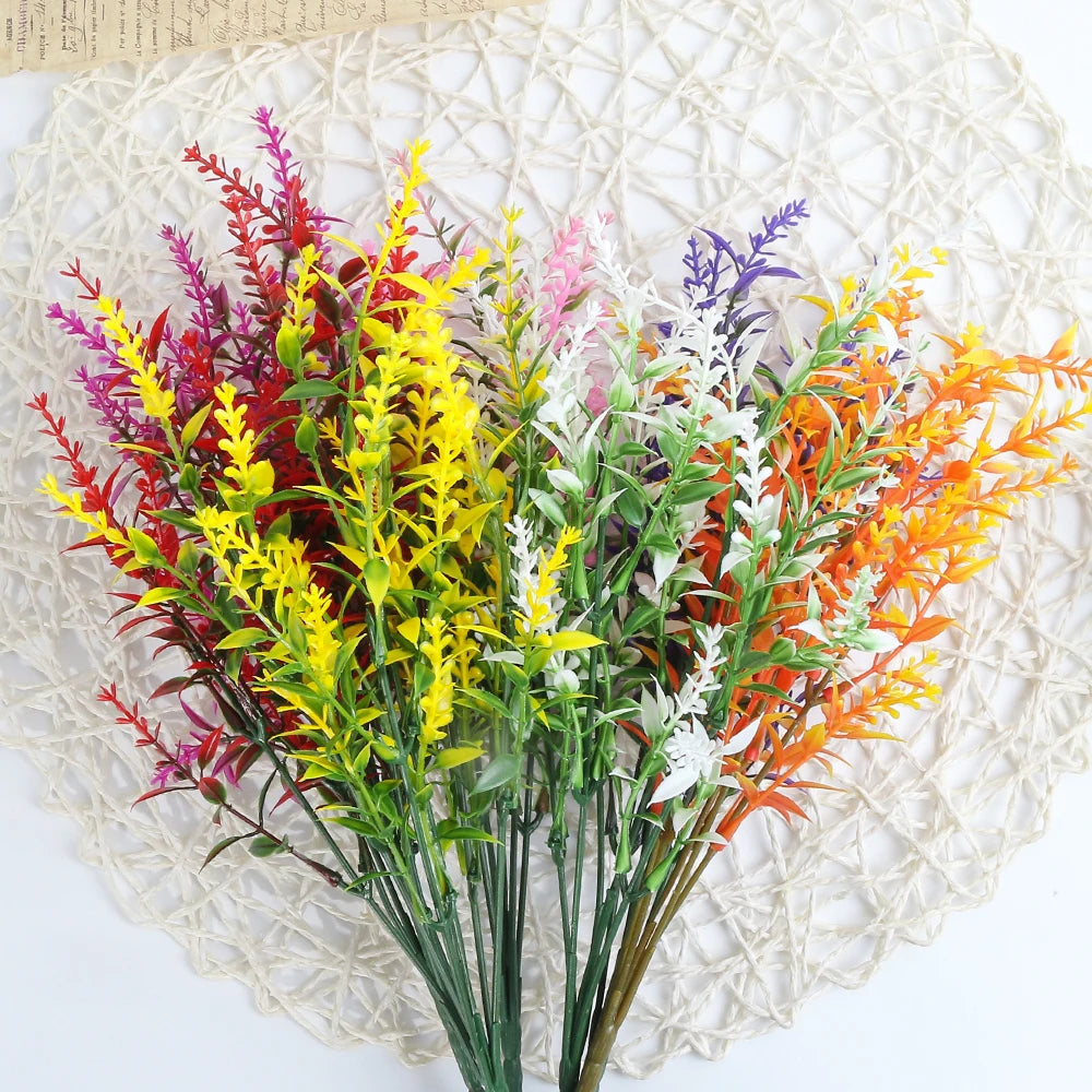 Artificial Flower Plastic Lavender Fake Plant Wedding Home Garden Decoration Bridal Bouquet Photography Props Household Products 