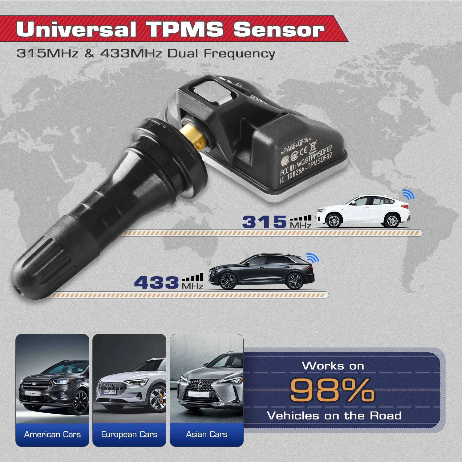 Autel MX-Senzor 2-v-1 TPMS 315MHz in 433MHz za pritisk, zamenjava