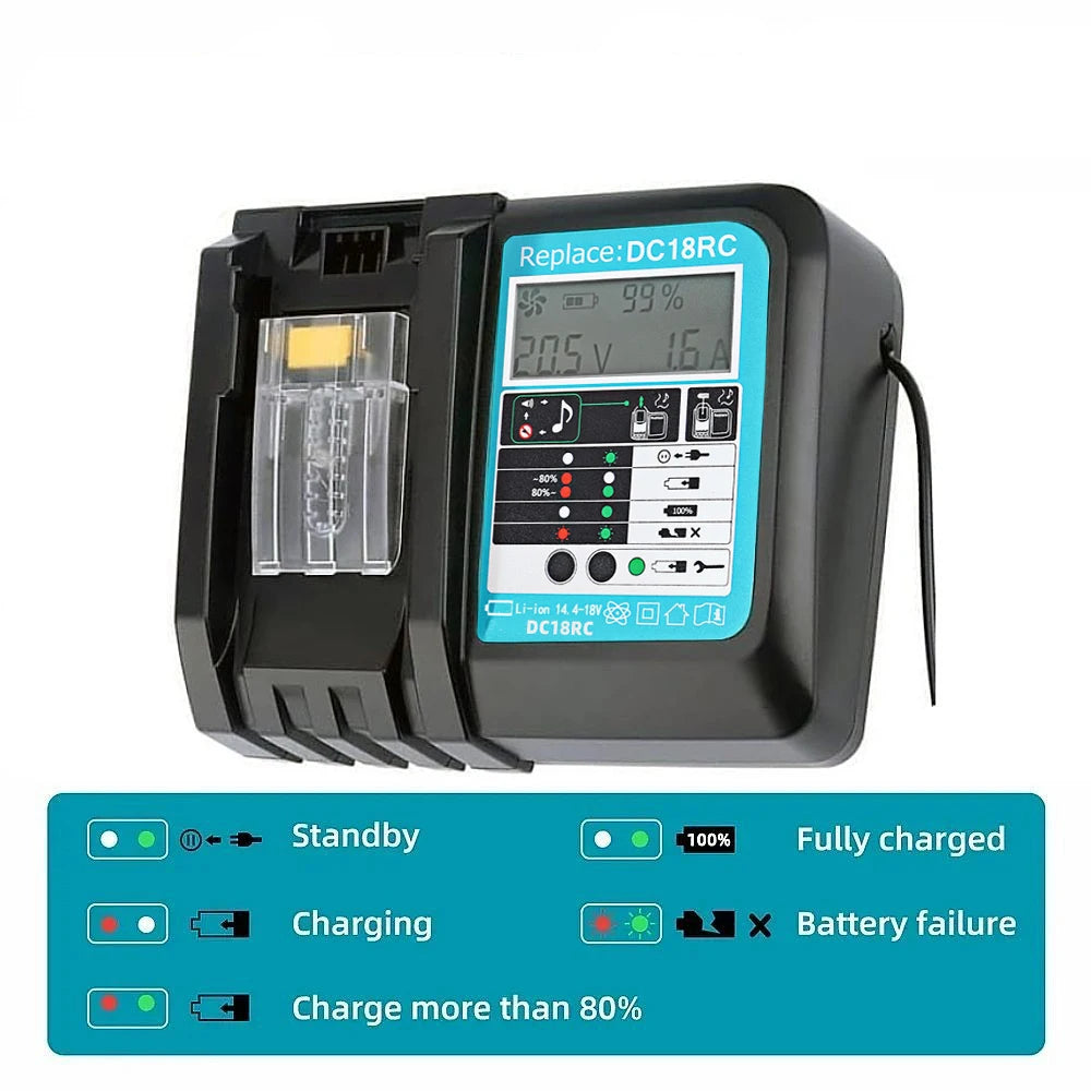 DC18RC Li-ion Battery 3A Charger for Makita 18V 14.4V BL1860B,BL1850B,BL1840,BL1830,BL1820,BL1415,BL1440 Power tool Charger 