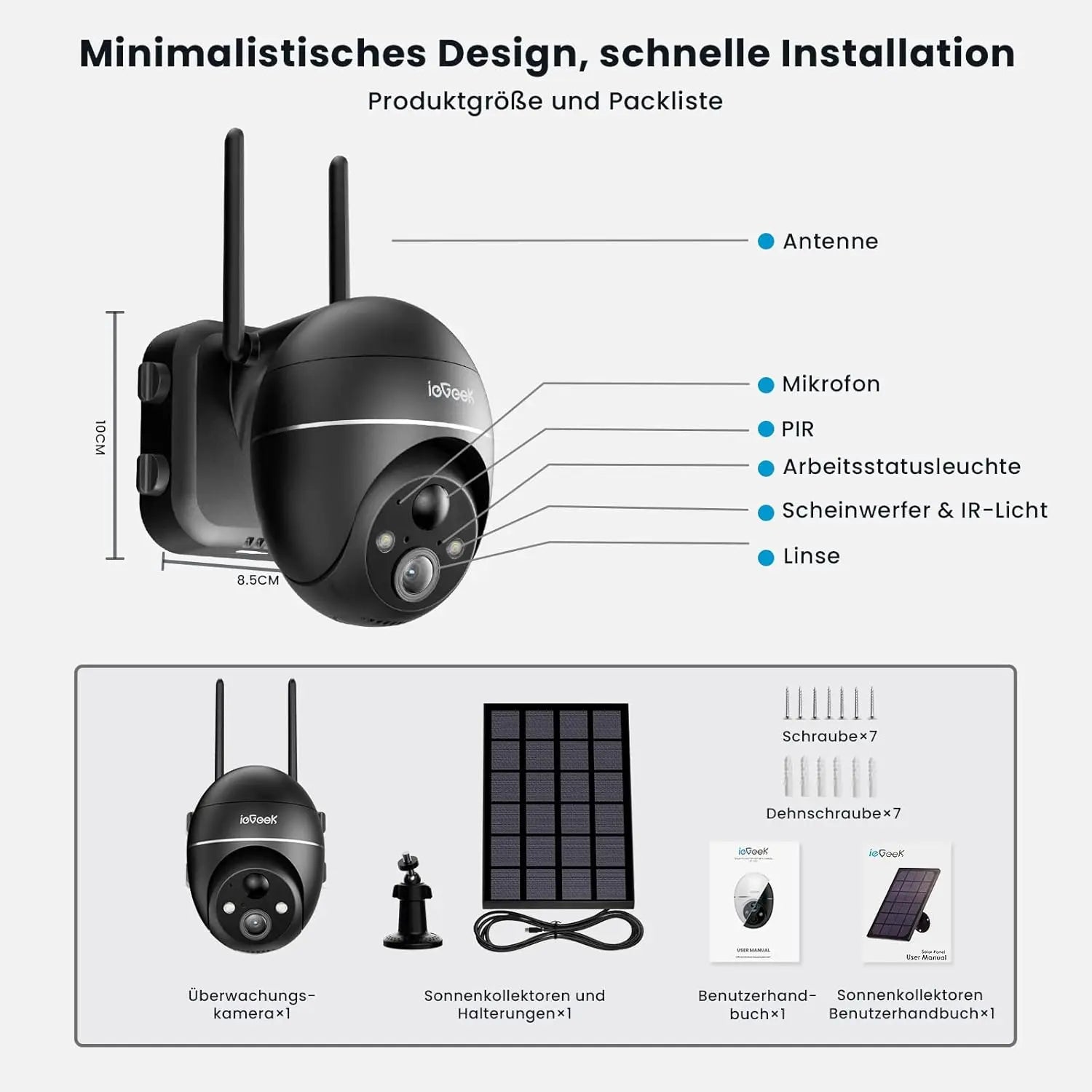ieGeek 5MP Outdoor PTZ Security Camera with Solar Panel