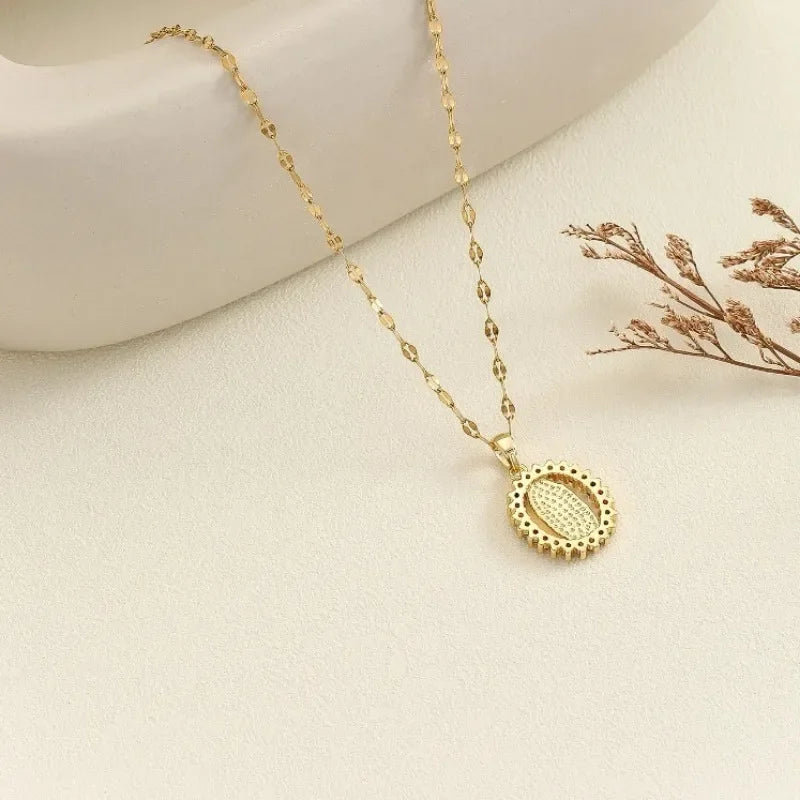 European and American Fashion and Gorgeous Women's All Sky Star Micro Inlaid Colorful Zircon Virgin Mary Hollow Necklace 