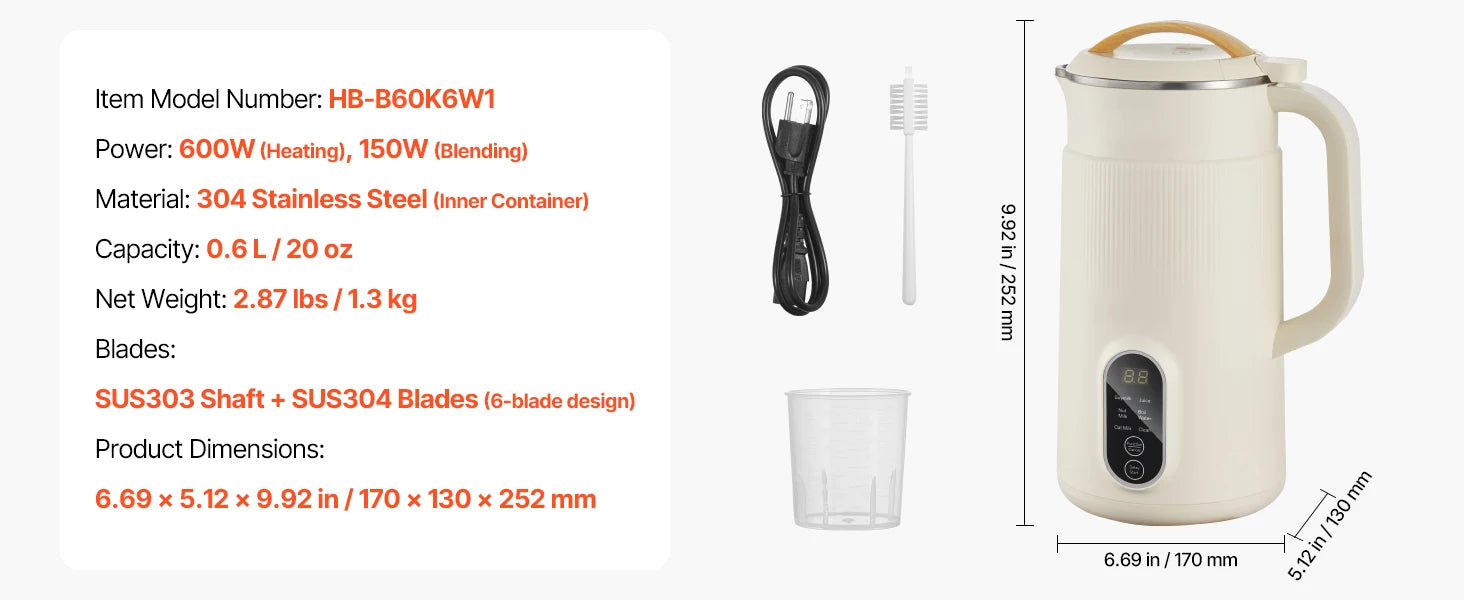 8-in-1 Nut Milk Maker with Self-Cleaning & 12-Hour Timer