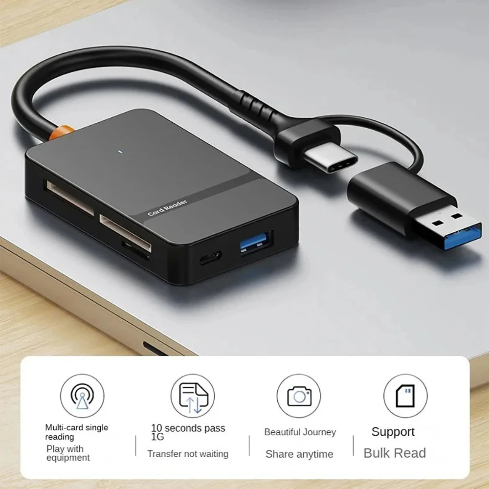 Czytnik kart USB obsługujący wiele formatów, 6 w 1 lub 8 w 1