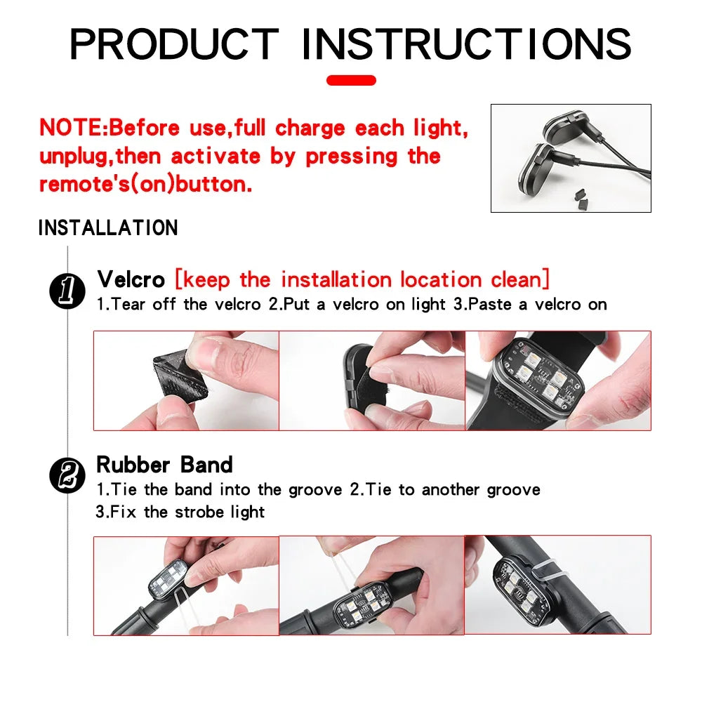 Wireless LED Strobe Car Lights – 8 Color Rechargeable Set
