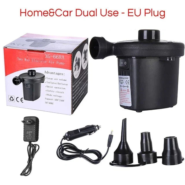 Electric Air Pump for Air Beds, Pools and Floats, Mains or 12V