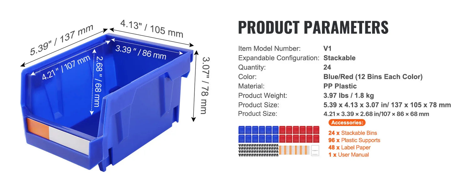 24-Piece Stackable Storage Bins Organizer Set