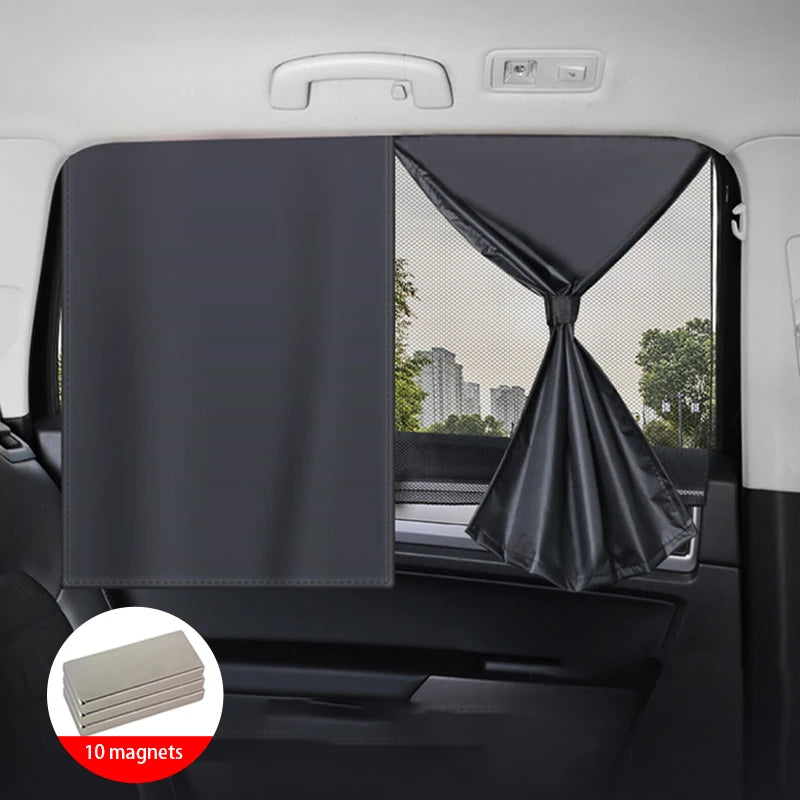 SEAMETAL 2Pcs Car Curtains Magnet Double Layer Side Window Sun Shade Privacy Curtain UV Block Sun Protection Cover for Children