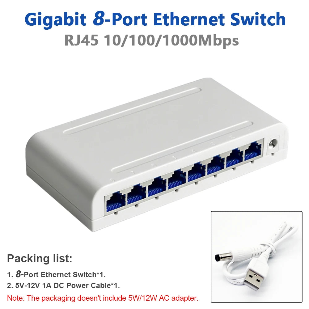 Gigabit Ethernet Switch - Five or Eight Ports