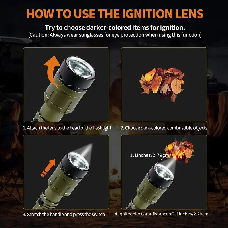 Rechargeable Zoomable Flashlight with Power Bank and 5 Modes