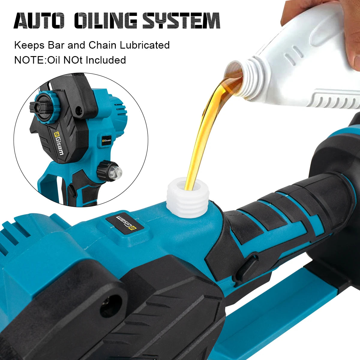 Gisam 8 Inch Brushless Electric Chainsaw Cordless Electric Saw Woodworking Garden Pruning Saw Tool For Makita 18V Battery Pins 