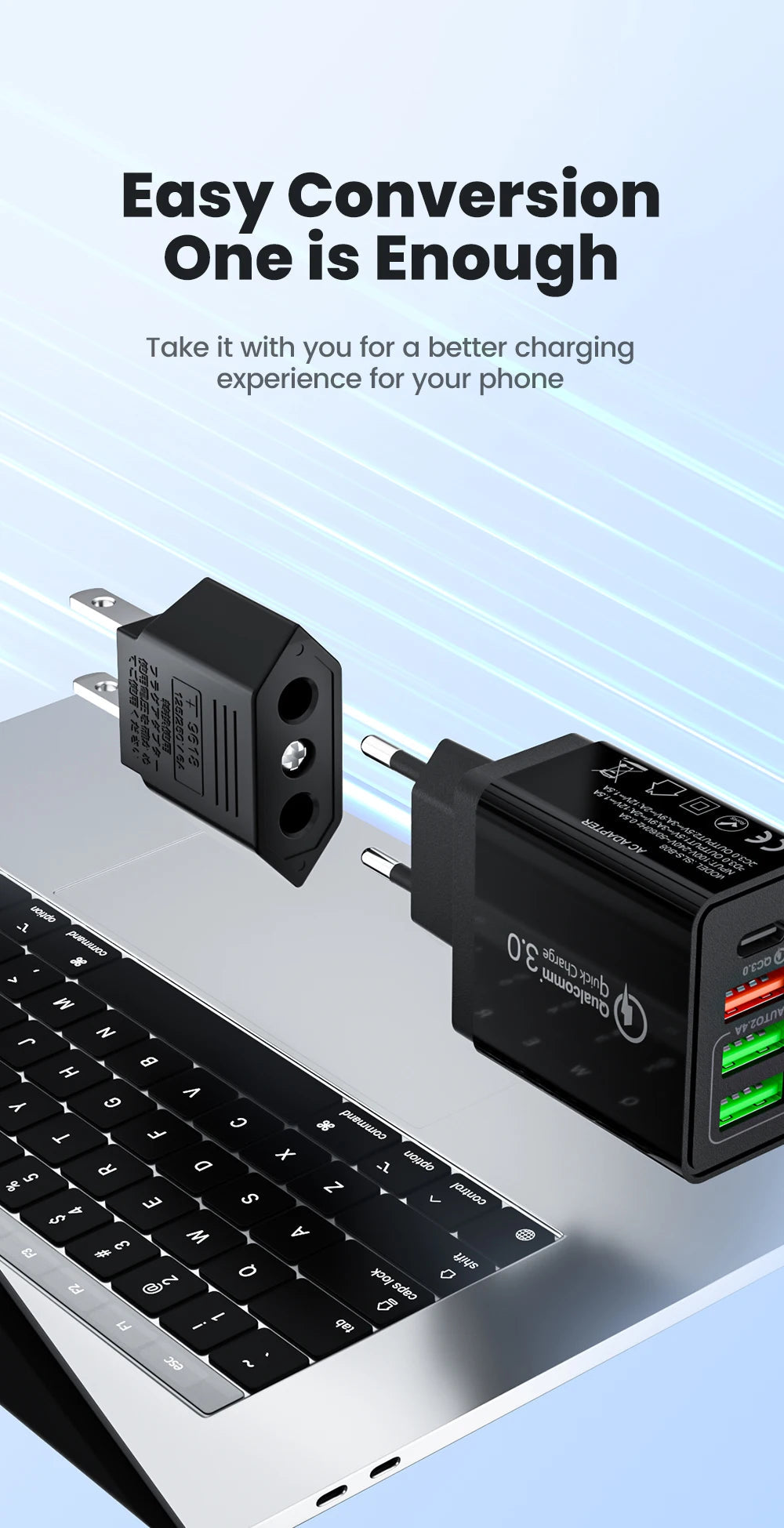 Elough 4.0mm US To EU Converter Plugs European EU To US America Travel Plug Adapter US to EU Power Adapter Electrical Plug 