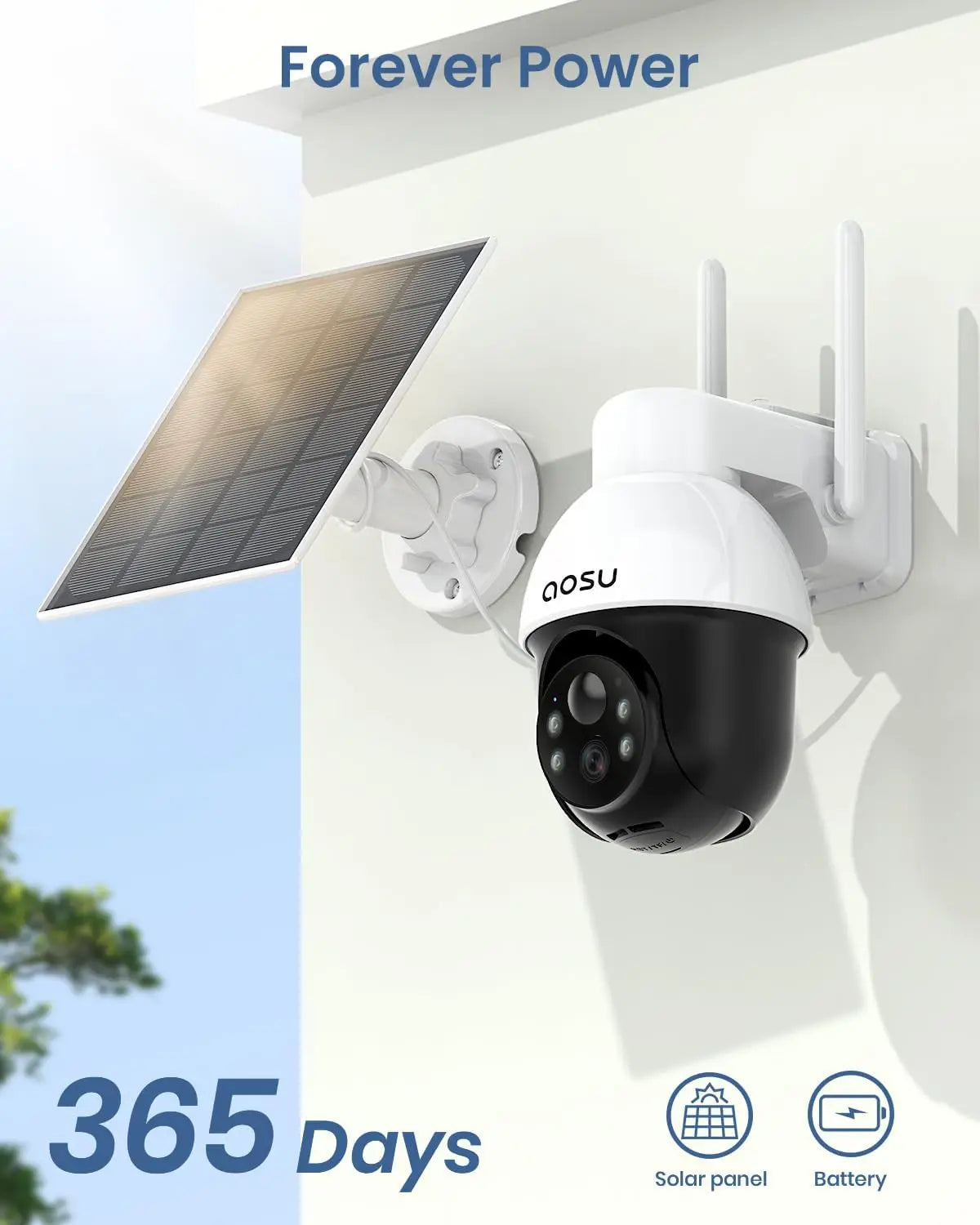 Cámara de seguridad solar exterior inalámbrica 2K PTZ con seguimiento automático