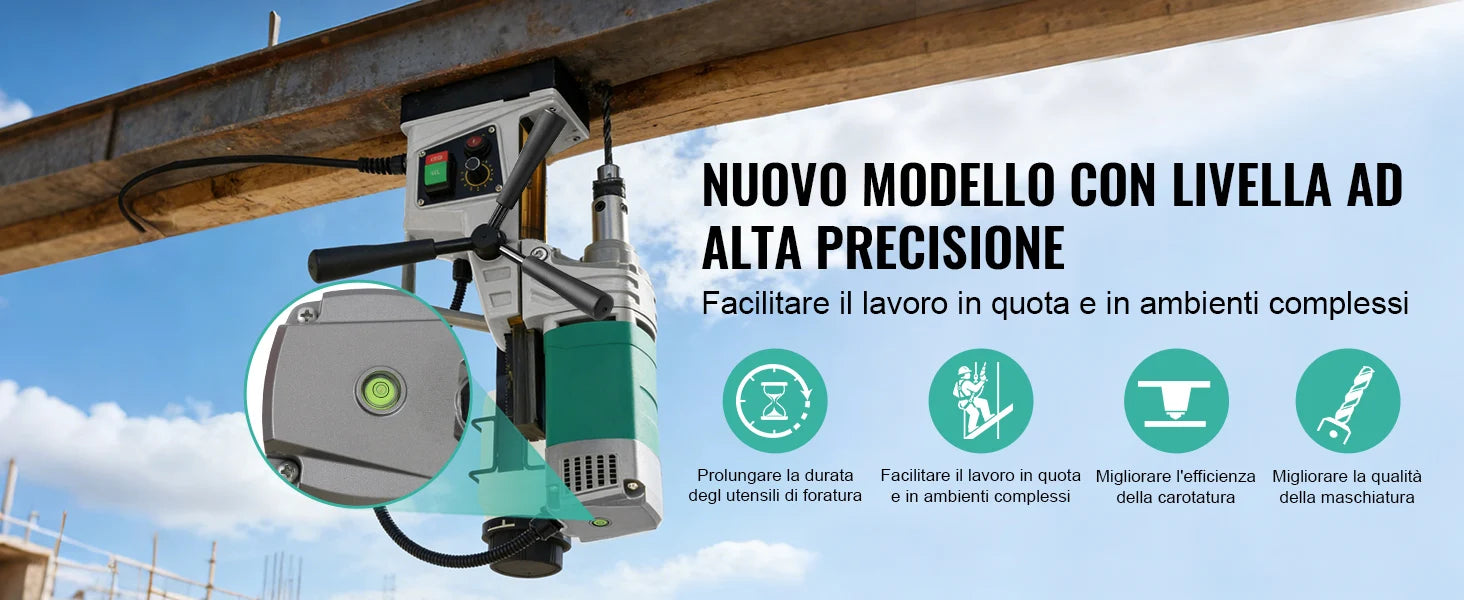 Magnetic Drill Press 1450W/1550W with 10-Speed Control & Strong Base