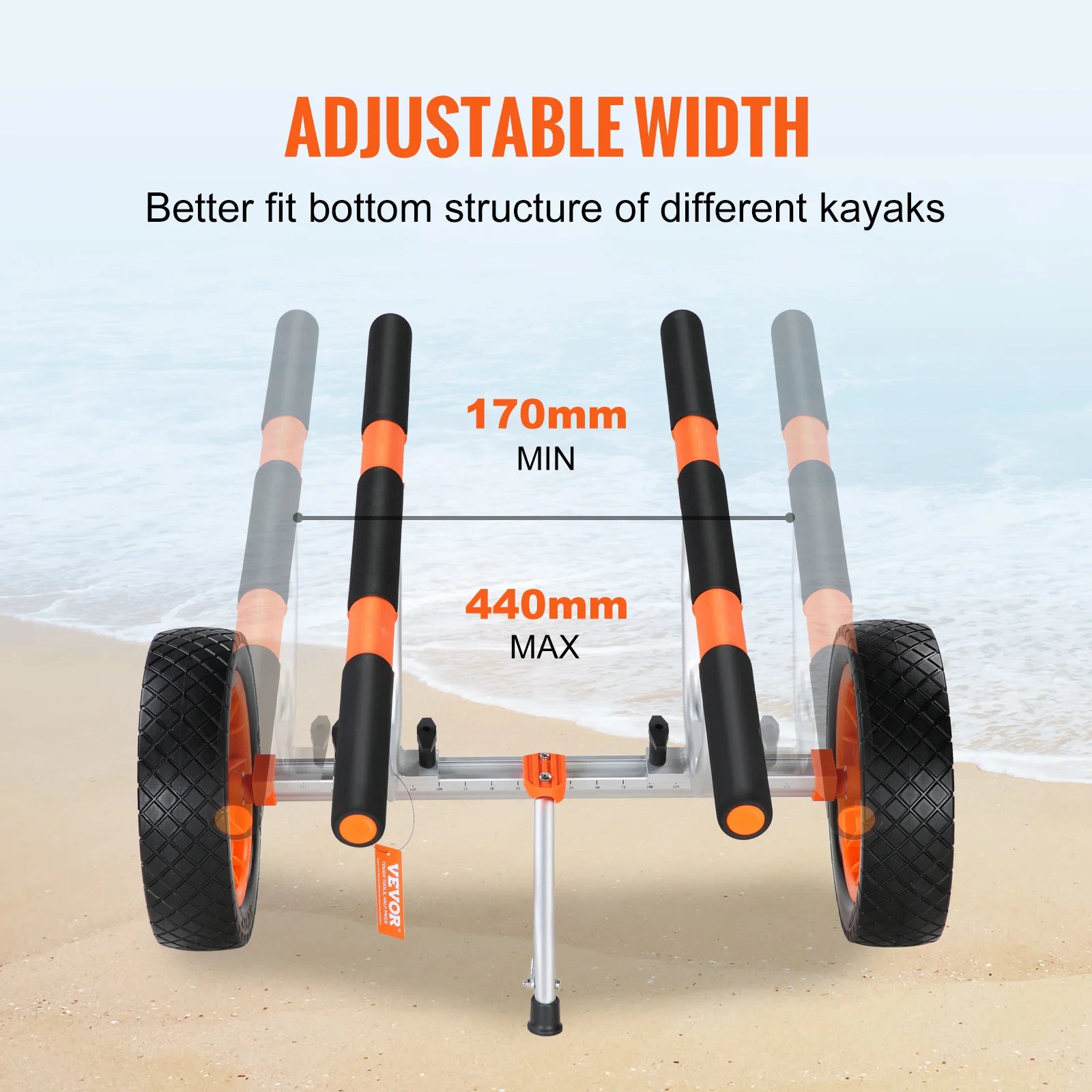 450lbs Kayak Cart with 12'' Solid Tires & Adjustable Width