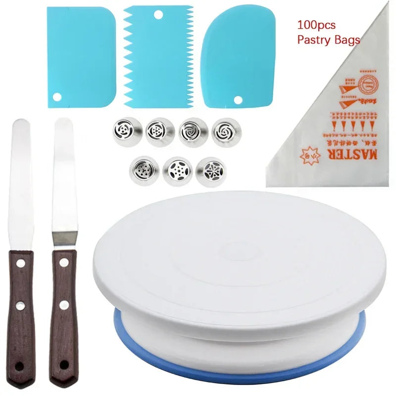 Cake Decorating Turntable Kit and Spatula Options