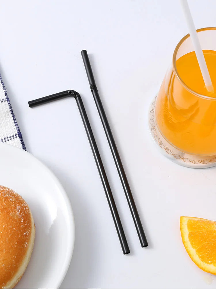 50-1000Pcs Drinking Straws Colorful & Black rietjes Flexible Wedding Party Supplies Drinking Straws Kitchen Wholesale 