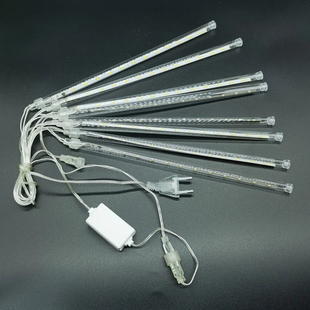 LED Meteor Shower Rain Lights Waterproof Falling Raindrop Fairy String Light for Christmas Holiday Party Patio Decor 30CM 