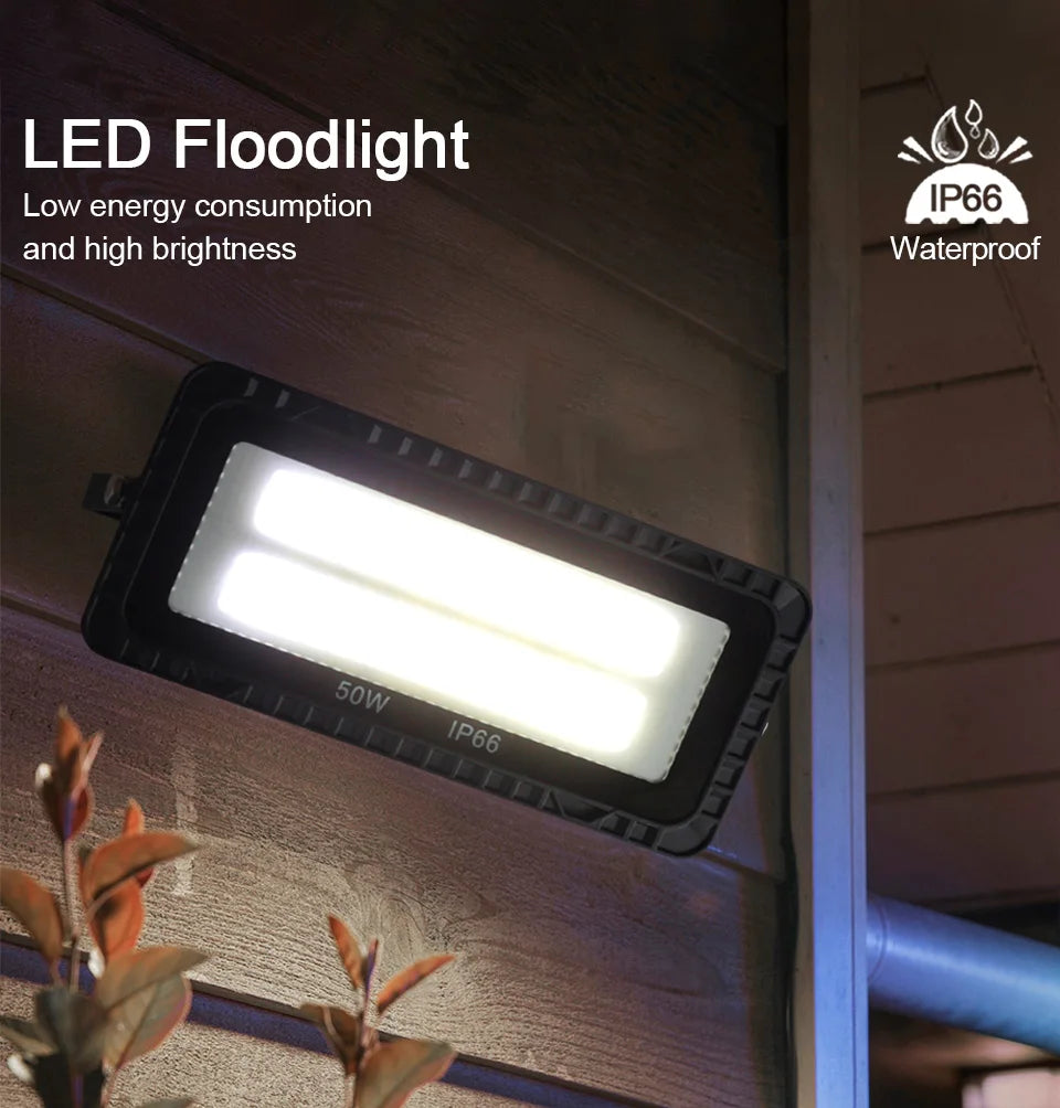LED Flood Lights AC 220V 200W 100W 50W IP66 Waterproof Outdoor Garden Wall Lighting Projector Landscape Spotlight COB Floodlight