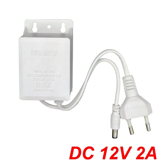Power Adapter US/EU Outdoor Waterproof AC 100-240V Input DC 12V Volt Output Supply Charger Europe Universal Adapter Converter 
