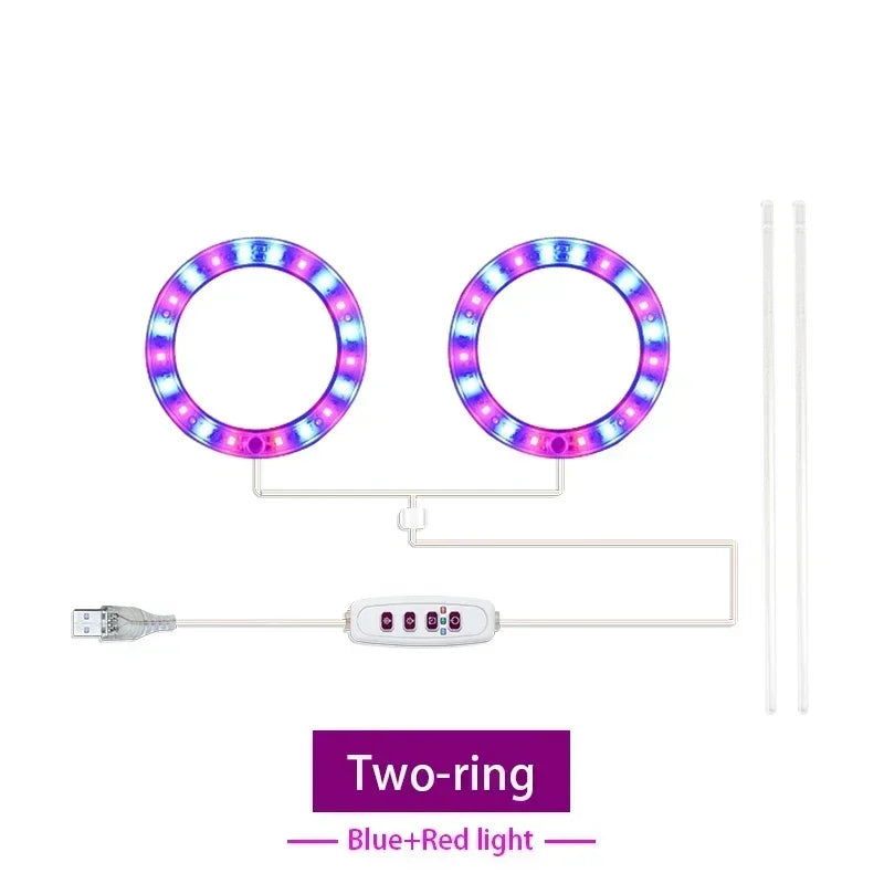 USB Ring Grow Light, Adjustable Height and Head Options