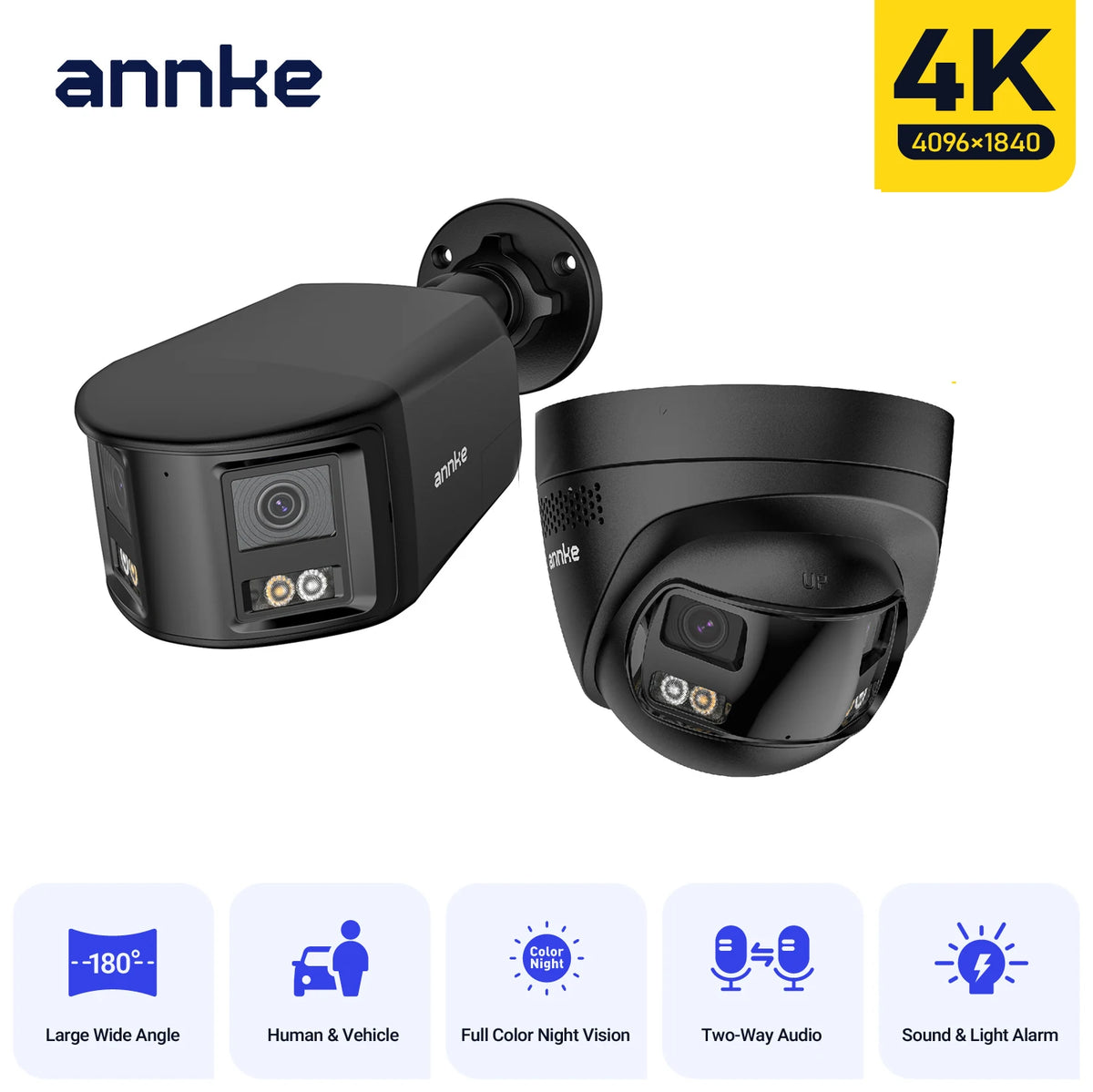 4K 8MP 180° Dual Lens Security Camera with Color Night Vision