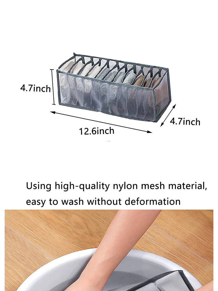 11 Compartment Home Collapsible Underwear Storage Box Nylon Organizing Dormitory Storage Bra Organizing Breathable Mesh Bag 