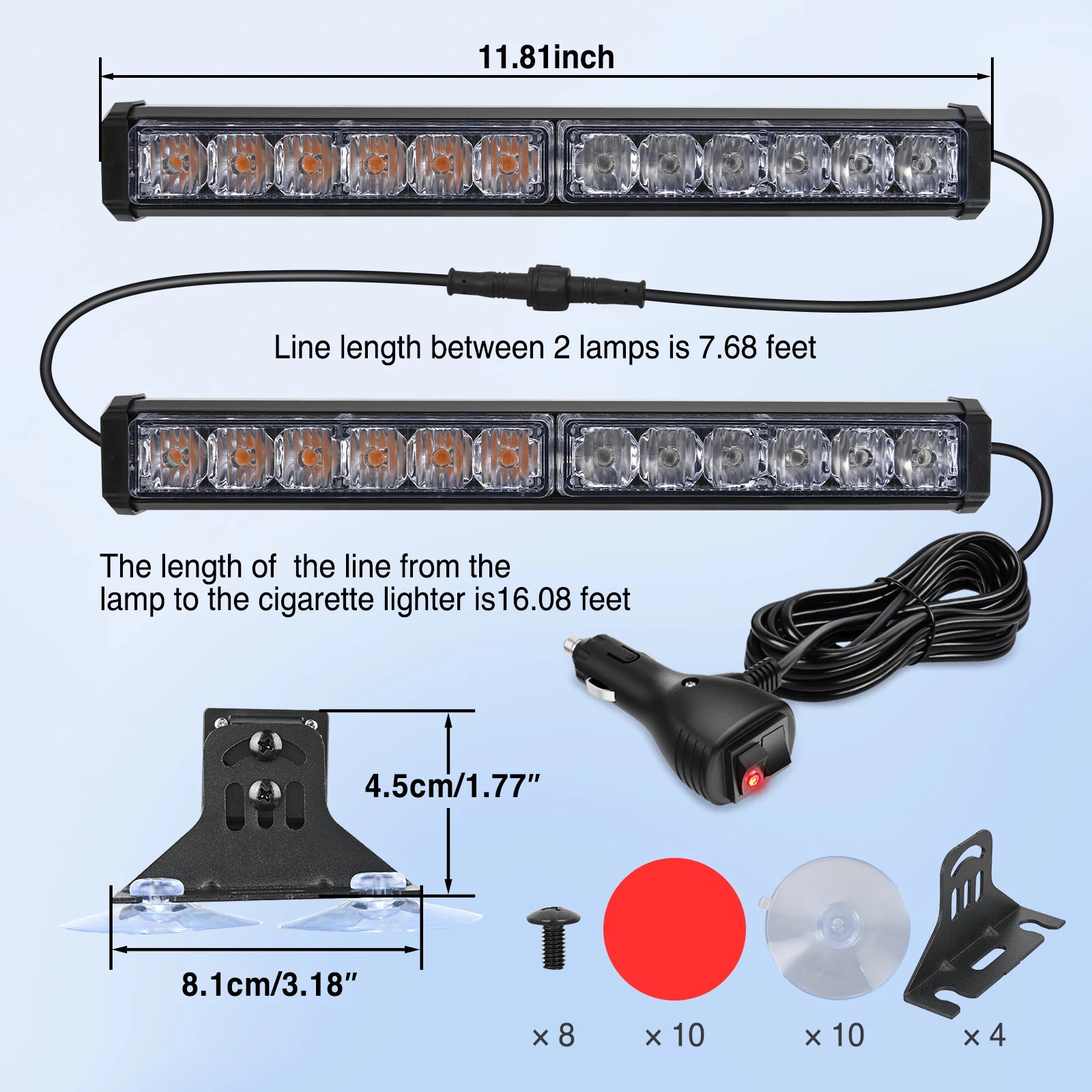 Nilight Automotive Strobe Traffic Advisor Light Bar 2-1 Dash Warning Safety Flashing Light Front/Rear Off-Road Truck Accessories